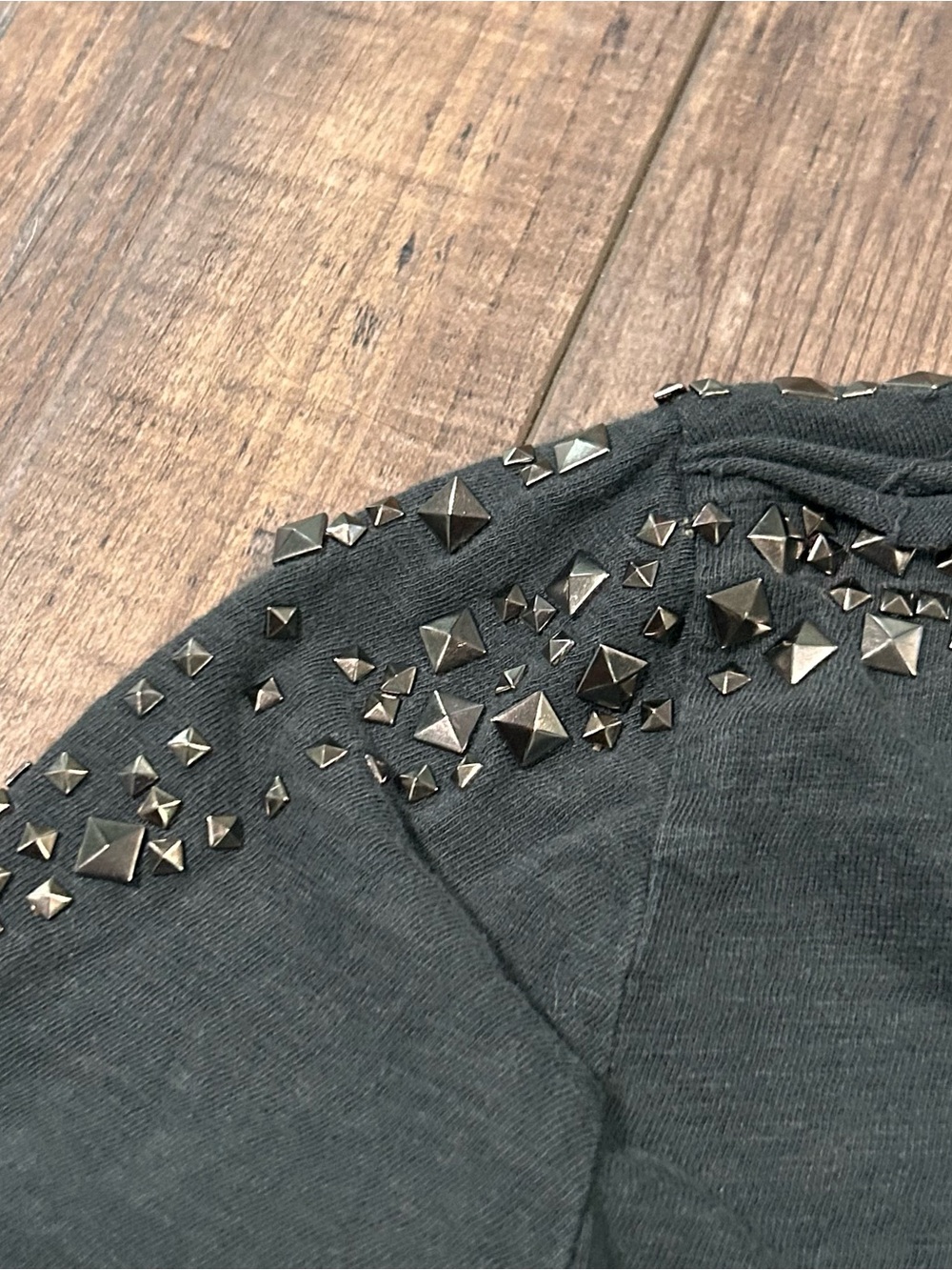 Affliction American Customs Long Sleeve With Lace & Studded Accent Henley Top - Picture 5 of 8